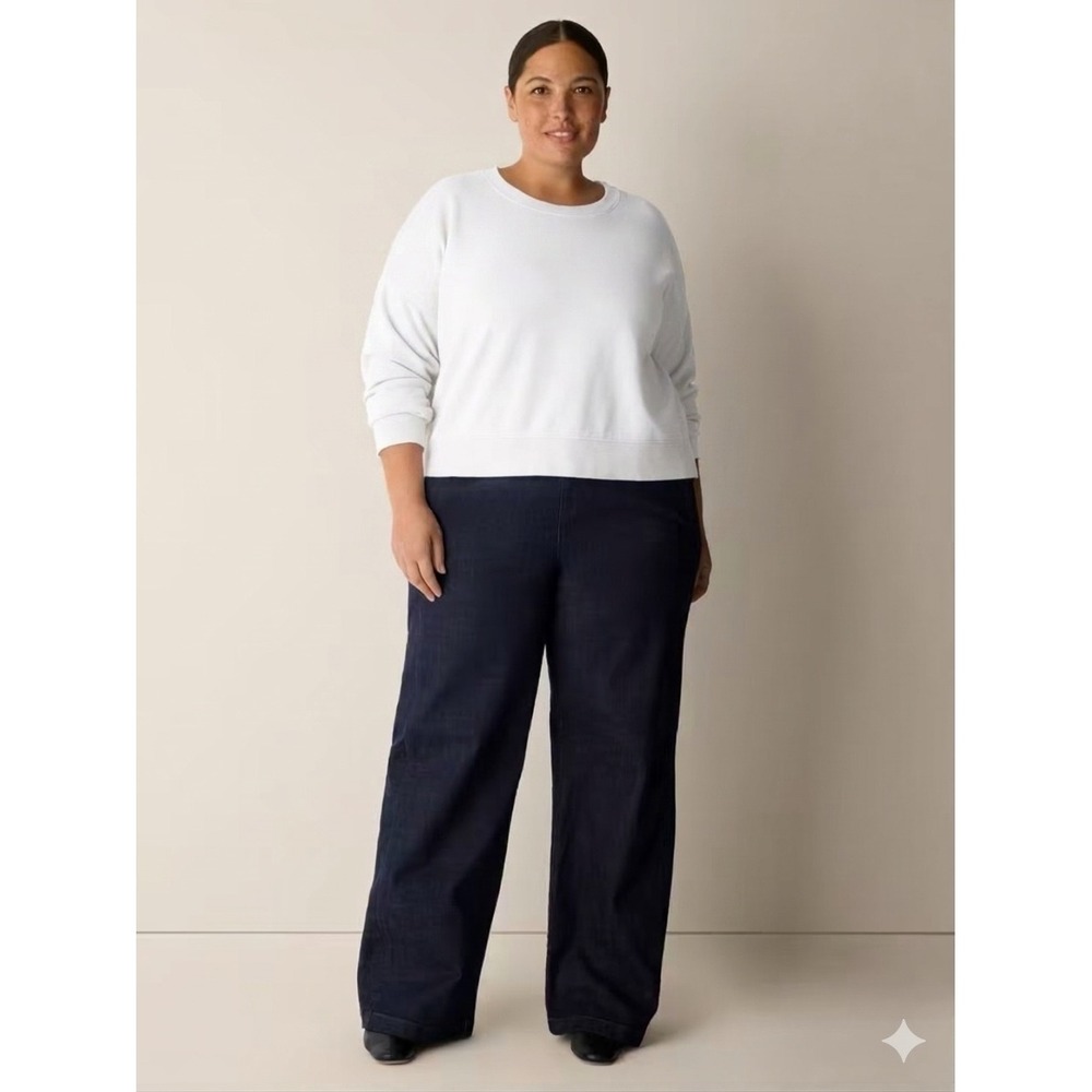 Eileen Fisher Woman Organic Cotton Boxy Crew Neck Top White 1X